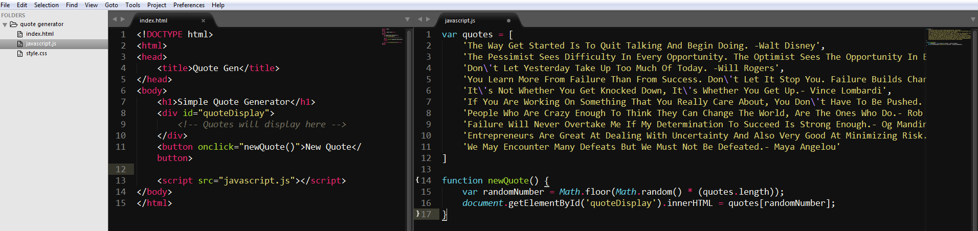 How to build a random quote generator with JavaScript and HTML, for