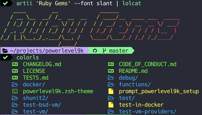 Lolcat, Colorls, Catpix, and other Ruby Gems to add color to your terminal