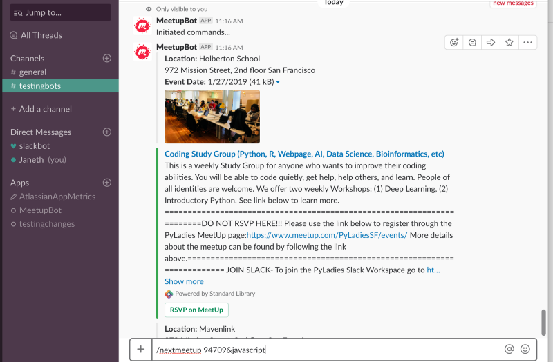 How to build a Meetup Slack bot with Standard Library and Node.js