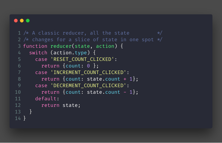 React Reducer. Redux example. Redux js код.