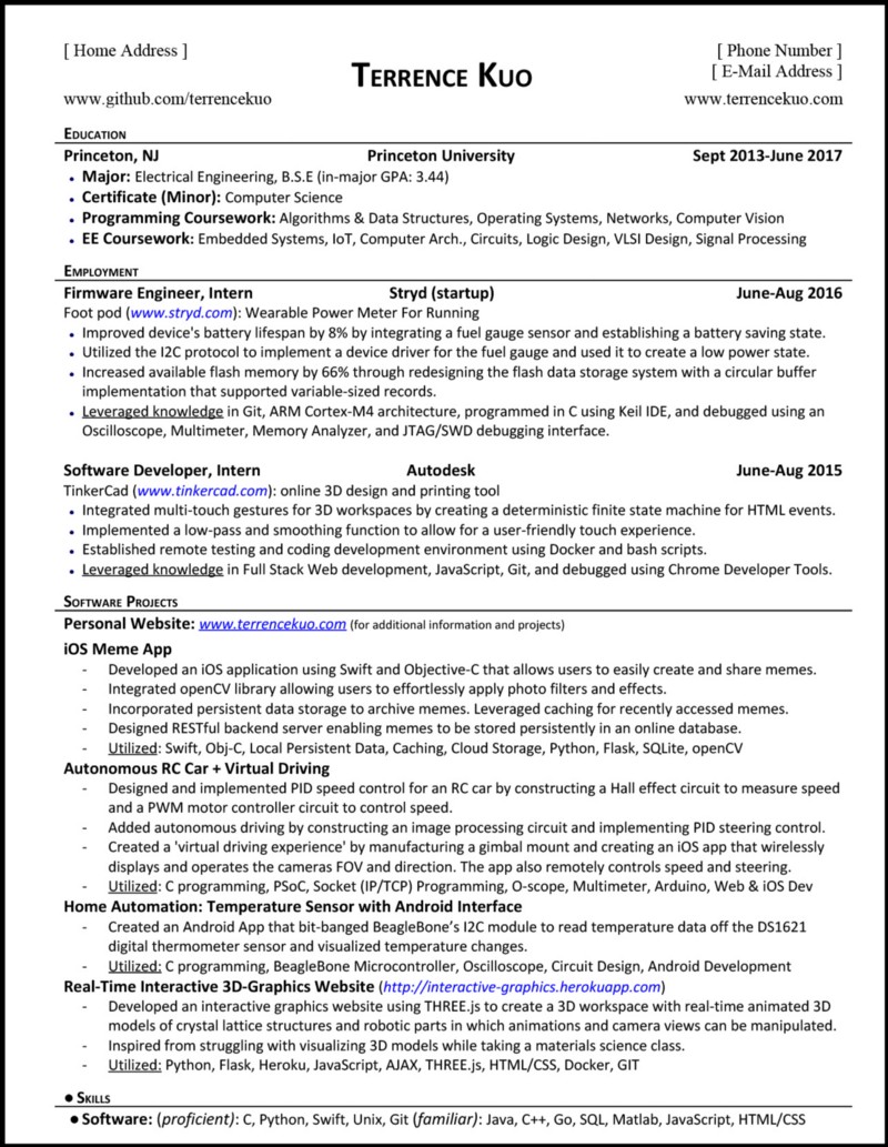 Resume Description For Software Developer