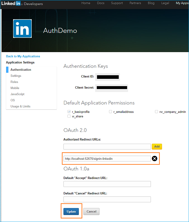 ASP.NET - Login and SignUp with LinkedIn API