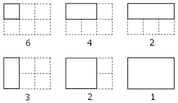 a diagram of the different rectangles found within a 3 by 2 rectangular grid